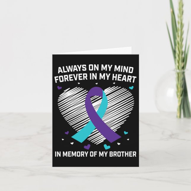Heart In Memory Of My Brother Suicide Awareness Pr Card (Front)
