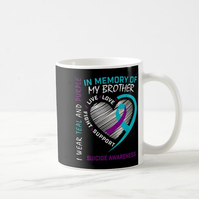 Heart In Memory Of My Brother Suicide Awareness Pr Coffee Mug (Right)