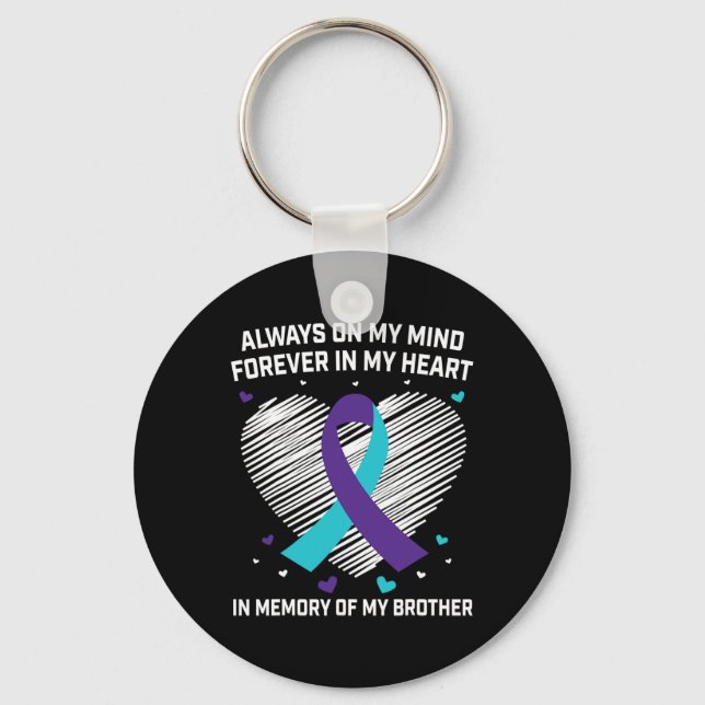 Heart In Memory Of My Brother Suicide Awareness Pr Key Ring (Front)