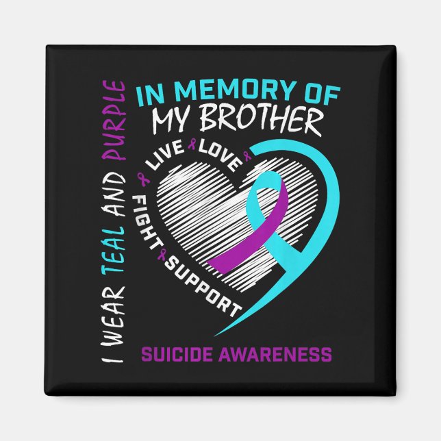 Heart In Memory Of My Brother Suicide Awareness Pr Magnet (Front)