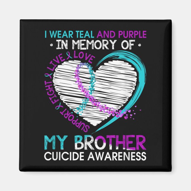 Heart In Memory Of My Brother Suicide Awareness Pr Magnet (Front)