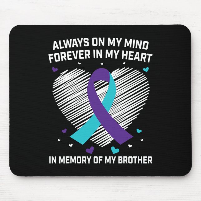 Heart In Memory Of My Brother Suicide Awareness Pr Mouse Mat (Front)