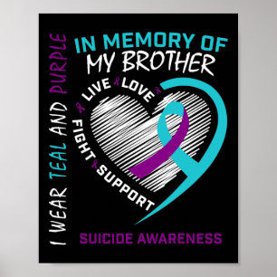 Heart In Memory Of My Brother Suicide Awareness Pr Poster