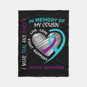 Heart In Memory Of My Cousin Suicide Awareness Pre Fleece Blanket