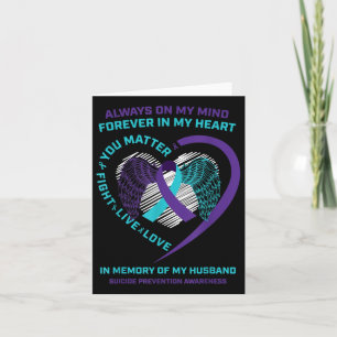 Heart In Memory Of My Husband Suicide Awareness Pr Card