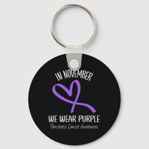 Heart In November We Wear Purple Pancreatic Cancer Key Ring