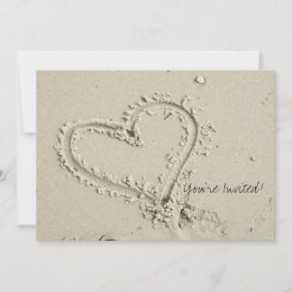 Heart in Sand Beach Invitation