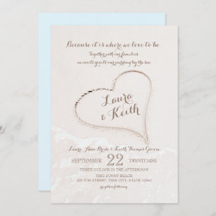 Heart in Sand Beach Wedding Invitation