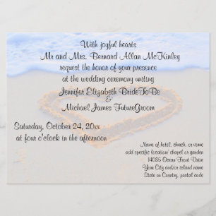 Heart in  Sand Beach Wedding Invitation