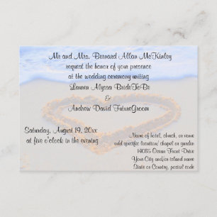Heart in Sand Beach Wedding Reception Invitation