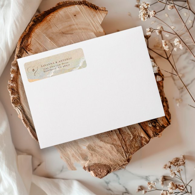 Heart in Sand Beach Wedding Return Address (Creator Uploaded)