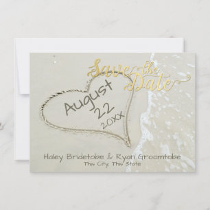 Heart in Sand Beach Wedding Save The Date