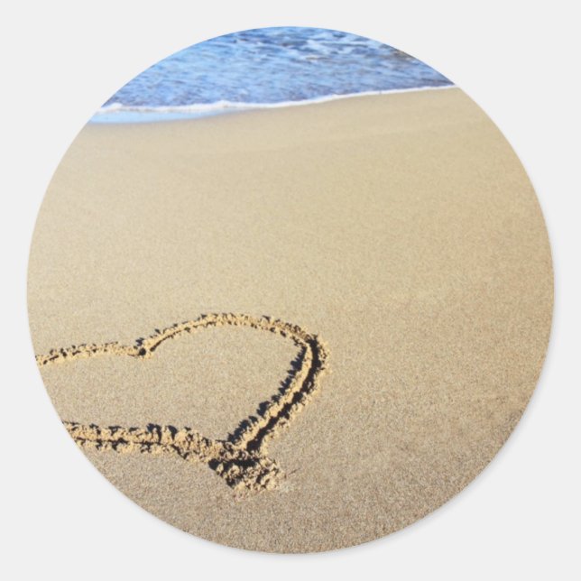 Heart in Sand Classic Round Sticker (Front)