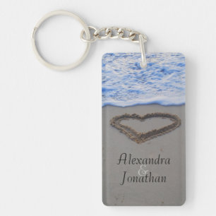Heart in Sand Romantic Key Ring