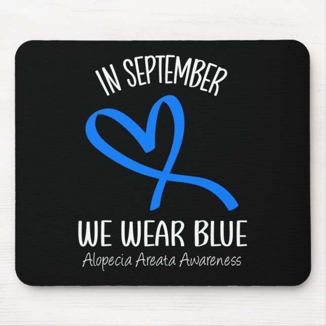 Heart In September We Wear Blue Alopecia Areata Aw Mouse Mat (Front)