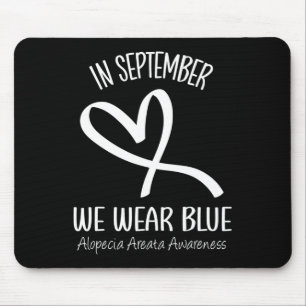 Heart In September We Wear Blue Alopecia Areata Aw Mouse Mat