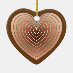 Heart in shades of brown, chocolate background ceramic tree decoration