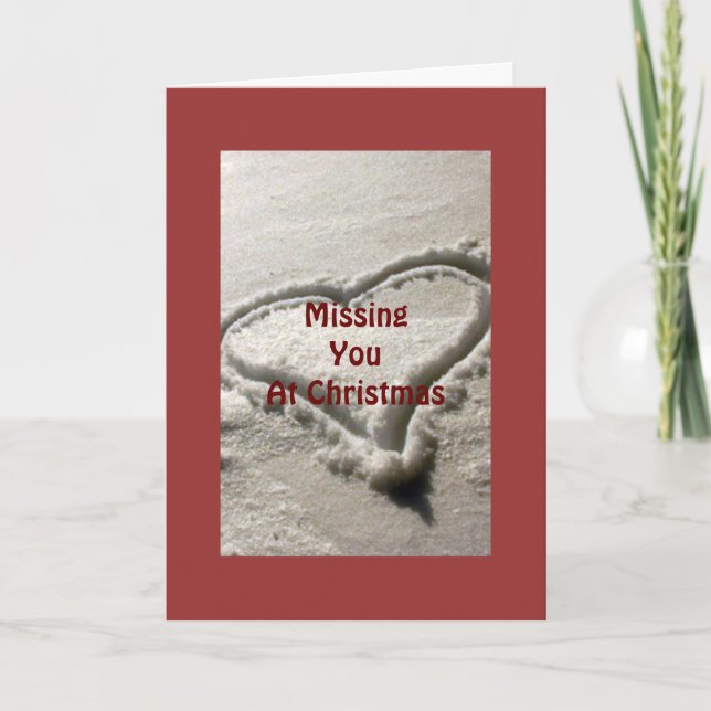 HEART IN SNOW-MISSING U AT CHRISTMAS HOLIDAY CARD (Front)