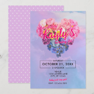 Heart In The Clouds Birthday Invite