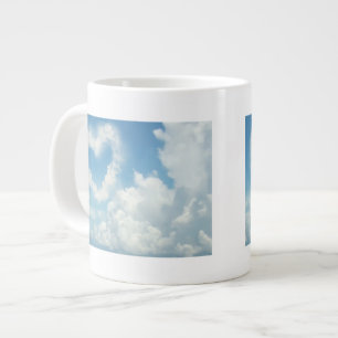Heart in the Clouds, Blue Sky Romantic Design Large Coffee Mug