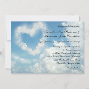 Heart in the Clouds, Blue Sky Romantic Invitation