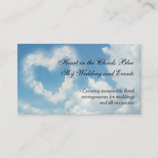 Heart in the Clouds, Blue Sky Romantic Love Business Card (Front)