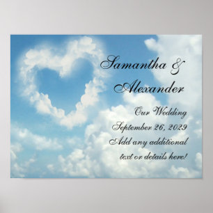 Heart in the Clouds, Blue Sky Romantic Love Poster