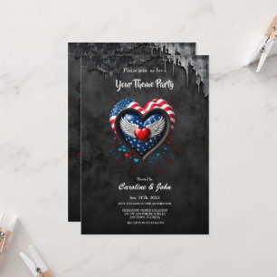 Heart in the colours of the American flag.  Invitation