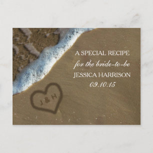 Heart In The Sand Beach Bridal Shower Recipe Cards