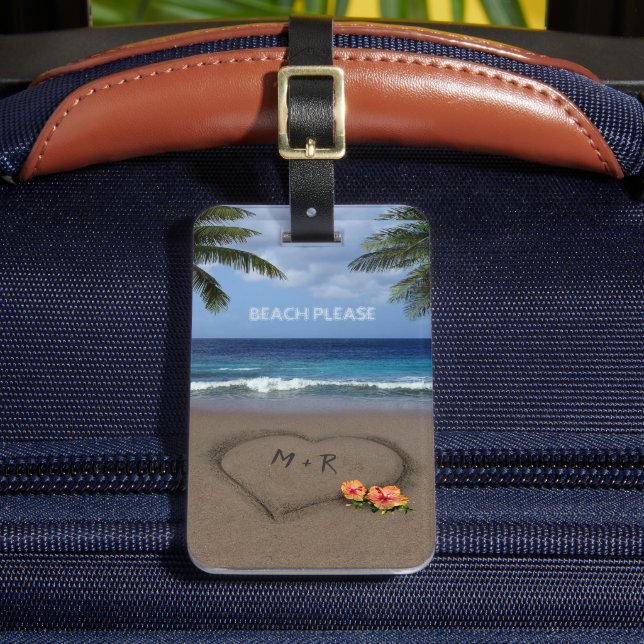 Heart in the Sand (customisable) Luggage Tag (Front Insitu 2)