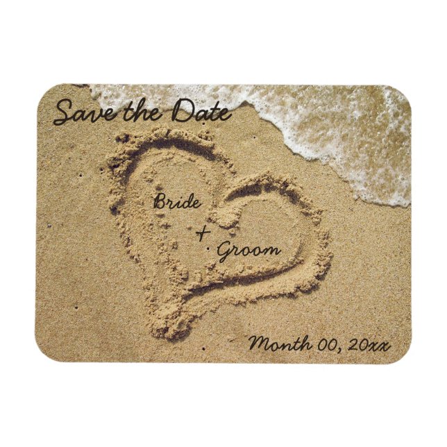 Heart in the Sand Save the Date Magnets (Horizontal)