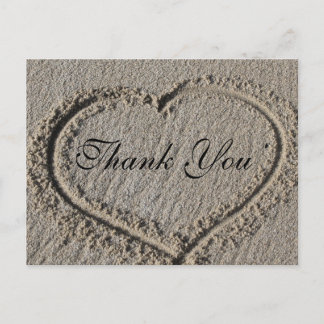 Heart in the Sand Thank you Postcard