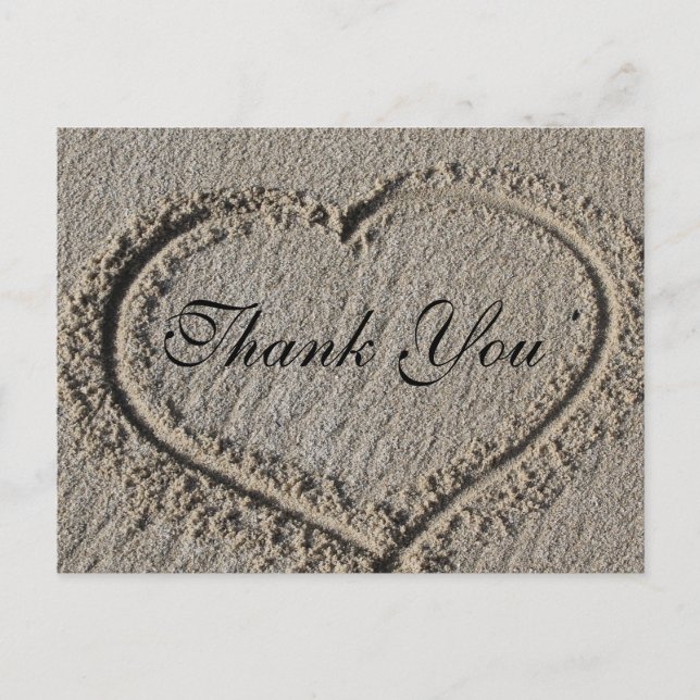 Heart in the Sand Thank you Postcard (Front)