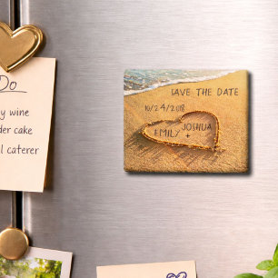 Heart in the Sand Tropical Beach Save the Date Magnet