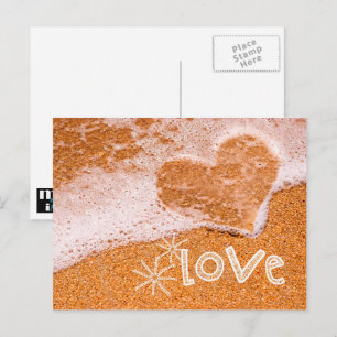 Heart in the Sand. Valentine's Day  Holiday Postcard