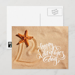 Heart in the Sand. Valentine's Day Postcards