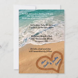 Heart in the Sand Wedding Invitation