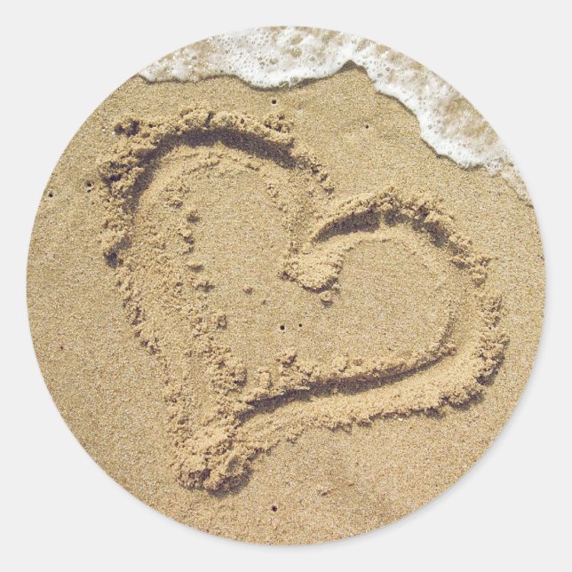 Heart in the Sand Wedding Stickers (Front)