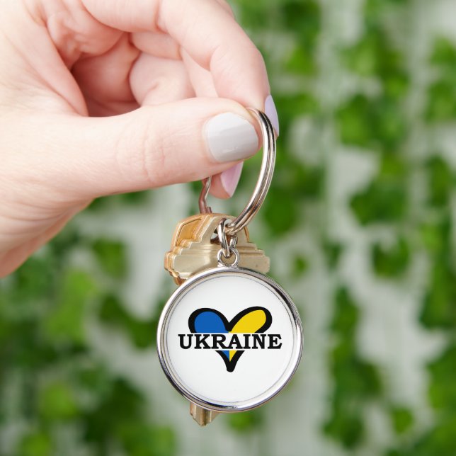 Heart in Ukrainian flag colours. Ukraine Key Ring (Hand)