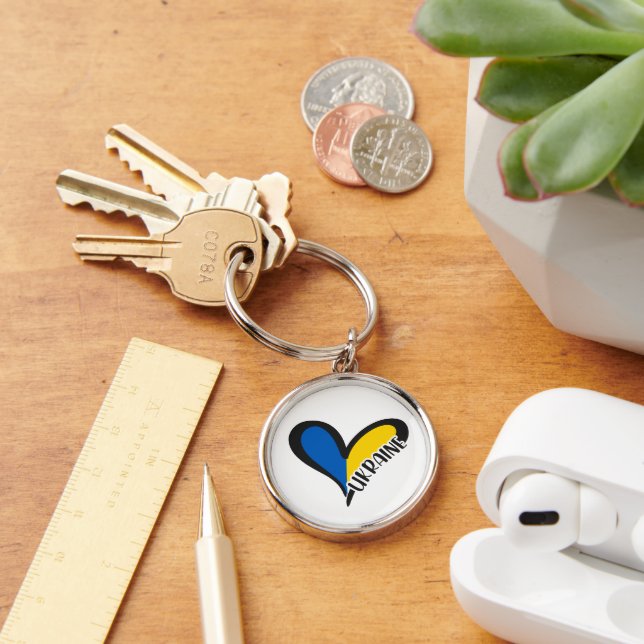 Heart in Ukrainian flag colours. Ukraine Key Ring (Desk)