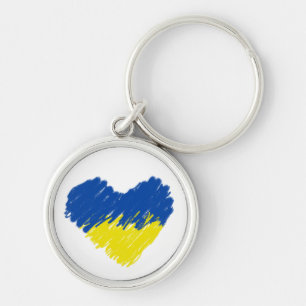 Heart in Ukrainian flag colours. Ukraine Keychain