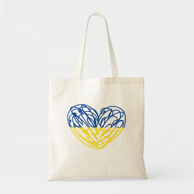 Heart in Ukrainian flag colours. Ukraine tote bag (Front)