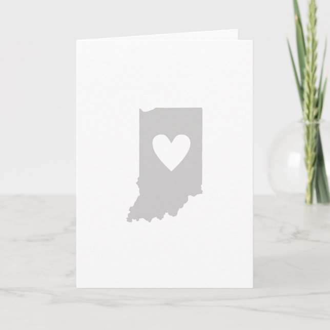 Heart Indiana Hoosier State Map Shaped Greeting Card (Front)