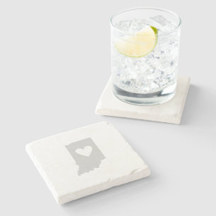 Heart Indiana state silhouette Stone Coaster
