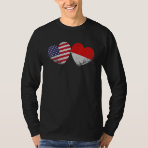 Heart Indonesian American Flag Patriotic Family He T-Shirt