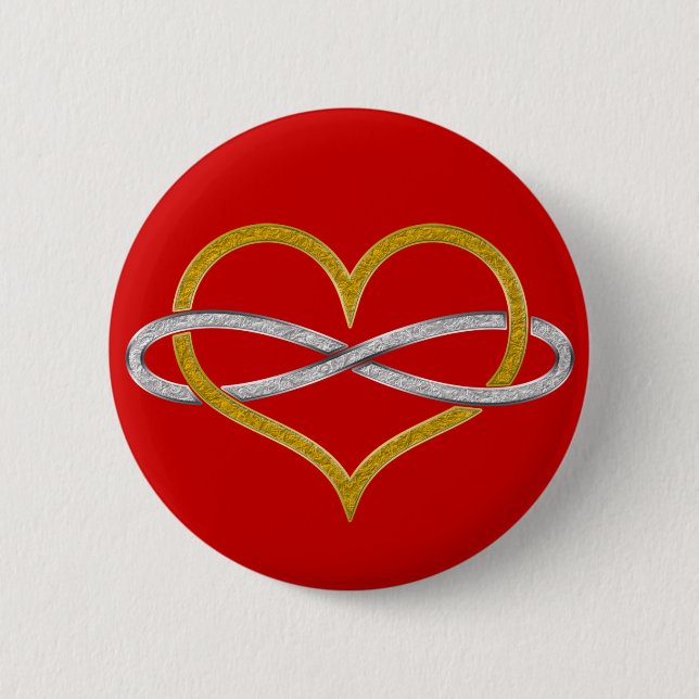 Heart Infinity Gold Silver 6 Cm Round Badge (Front)