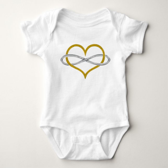 Heart Infinity Gold Silver Baby Bodysuit (Front)