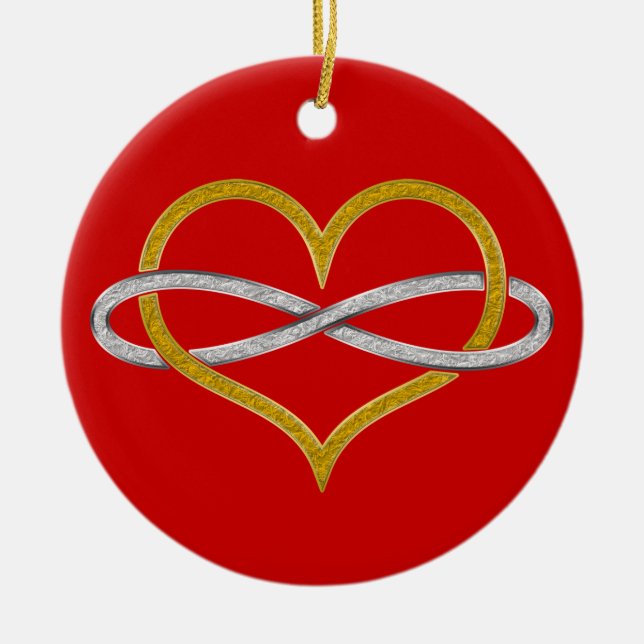 Heart Infinity Gold Silver Ceramic Tree Decoration (Front)
