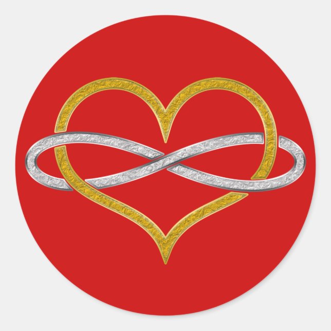 Heart Infinity Gold Silver Classic Round Sticker (Front)