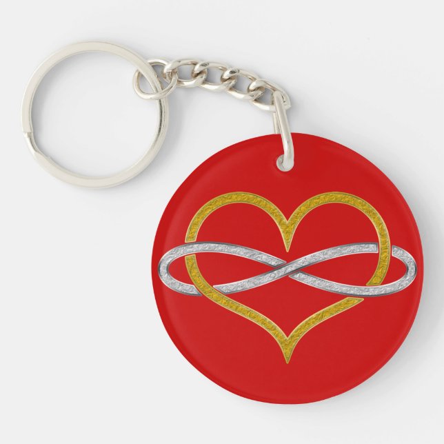 Heart Infinity Gold Silver Key Ring (Front)